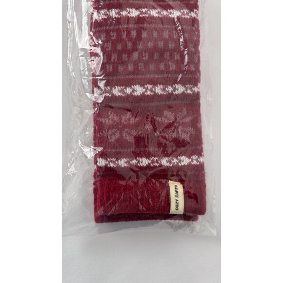 Cozy Earth Snowflake Plush Lounge Sock Garnet Red Womens Size XS/S 6-10 New - Picture 5 of 8